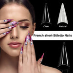 Acrylic Stiletto Nail Tips 500 Pieces - 10 Sizes